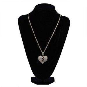 Broken Heart Pendant 3mm Steel Rope Necklace